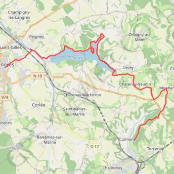 Itinéraire La Via Francigena - Traversée de la Haute-Marne - De Langres à Culmont, distance, dénivelé, altitude, carte, profil, trace GPS