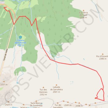 Itinéraire Tuc de Bargadèra depuis le tunnel de Vielha, distance, dénivelé, altitude, carte, profil, trace GPS