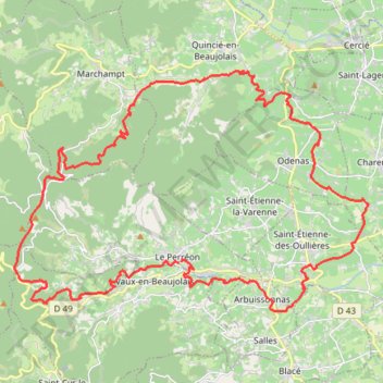 Itinéraire Transbeaujolaise 2015 45km-D+1100, distance, dénivelé, altitude, carte, profil, trace GPS