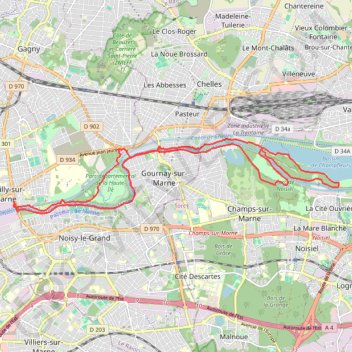 Itinéraire Les bords de Marne, distance, dénivelé, altitude, carte, profil, trace GPS