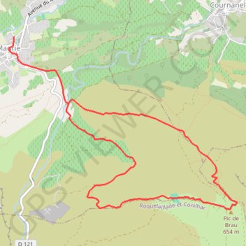 Itinéraire Pic de Brau - Boucle de Magrie, distance, dénivelé, altitude, carte, profil, trace GPS