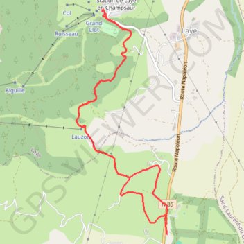 Itinéraire Du col Bayard à la station de Laye, distance, dénivelé, altitude, carte, profil, trace GPS