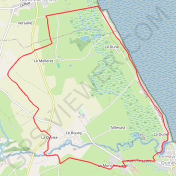 Itinéraire Quinéville 50310, distance, dénivelé, altitude, carte, profil, trace GPS