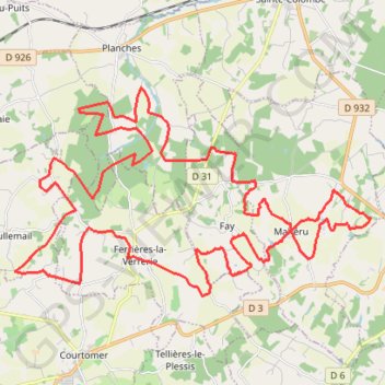 Itinéraire Moulins la Marche - De Ferrières-la-Verrerie à Mahéru, distance, dénivelé, altitude, carte, profil, trace GPS