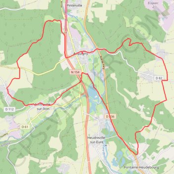 Itinéraire Acquigny journée, distance, dénivelé, altitude, carte, profil, trace GPS