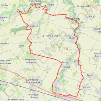 Itinéraire Cora - Chateau de Creully, distance, dénivelé, altitude, carte, profil, trace GPS