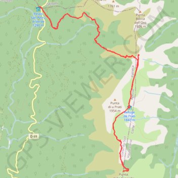 Itinéraire Punta a a Cappella, distance, dénivelé, altitude, carte, profil, trace GPS