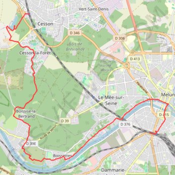 Itinéraire De Cesson à Melun, distance, dénivelé, altitude, carte, profil, trace GPS