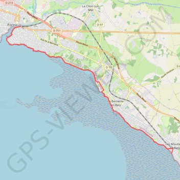 Itinéraire Chemin côtier de Pornic aux Moutiers-en-Retz, distance, dénivelé, altitude, carte, profil, trace GPS