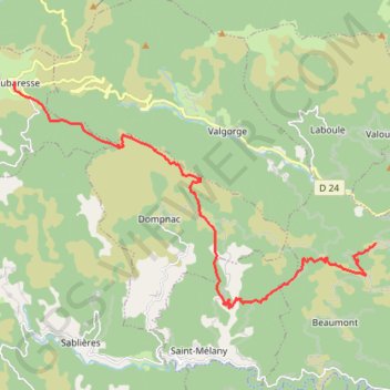 Itinéraire Sarrabasche - Loubaresse, distance, dénivelé, altitude, carte, profil, trace GPS