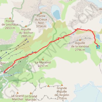 Itinéraire De Pralognan au col de la Vanoise, distance, dénivelé, altitude, carte, profil, trace GPS