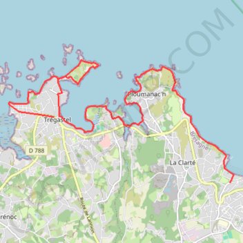 Itinéraire Bret_16_Ploumanach, distance, dénivelé, altitude, carte, profil, trace GPS