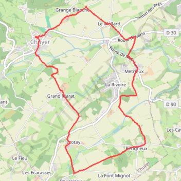 Itinéraire Chuyer (42), distance, dénivelé, altitude, carte, profil, trace GPS