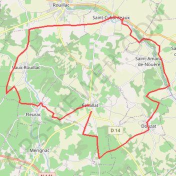 Itinéraire Echallat 34 kms, distance, dénivelé, altitude, carte, profil, trace GPS