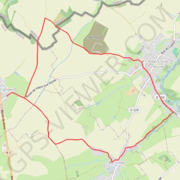Itinéraire Sentier du moulin de la Salmagne - Bettignies, distance, dénivelé, altitude, carte, profil, trace GPS