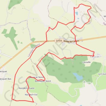 Itinéraire Cauzac, randonnée sur un plateau du Pays de Serres - Pays de l'Agenais, distance, dénivelé, altitude, carte, profil, trace GPS