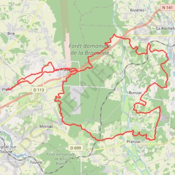 Itinéraire Viville vers Bunzac, distance, dénivelé, altitude, carte, profil, trace GPS