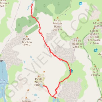Itinéraire Etang Peyregrand - Etang Redouneille, distance, dénivelé, altitude, carte, profil, trace GPS