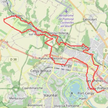 Itinéraire Bords de la Viosne, distance, dénivelé, altitude, carte, profil, trace GPS