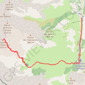 Itinéraire Aiguille de l'Epaisseur, distance, dénivelé, altitude, carte, profil, trace GPS