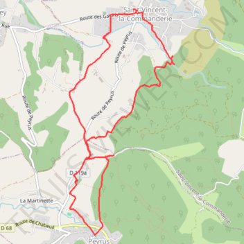 Itinéraire Saint-Vincent-la-Commanderie Marche à pied, distance, dénivelé, altitude, carte, profil, trace GPS