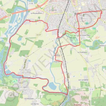 Itinéraire Bruz - Chemin de halage - Pont Rean - Boël, distance, dénivelé, altitude, carte, profil, trace GPS