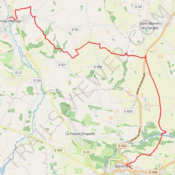 Itinéraire Lonlay l'Abbaye - Domfront_CAVALIER, distance, dénivelé, altitude, carte, profil, trace GPS