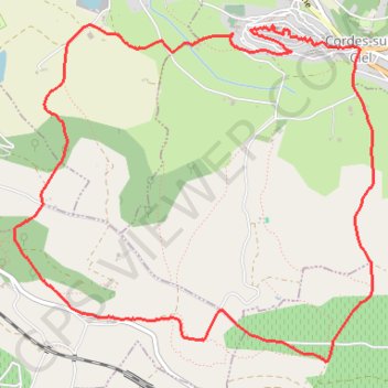 Itinéraire Autour de Cordes, distance, dénivelé, altitude, carte, profil, trace GPS