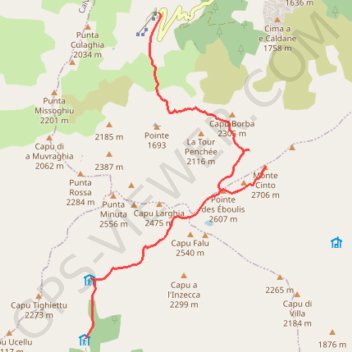Itinéraire GR®20 Nord-Sud - Etape 04 (variante), distance, dénivelé, altitude, carte, profil, trace GPS