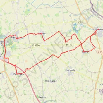 Itinéraire La route du lin - Hondschoote, distance, dénivelé, altitude, carte, profil, trace GPS