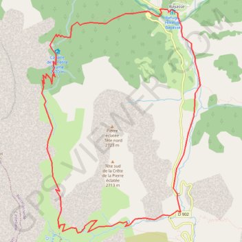 Itinéraire Autour de la Pierre Eclatée, distance, dénivelé, altitude, carte, profil, trace GPS