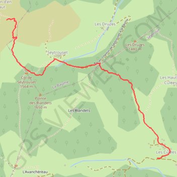 Itinéraire Les Culées - Crêt de Nifflon, distance, dénivelé, altitude, carte, profil, trace GPS