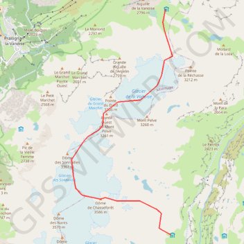 Itinéraire Dome de Chassefort en tranversée du refuge Felix Faure au refuge de l'Arpont, distance, dénivelé, altitude, carte, profil, trace GPS