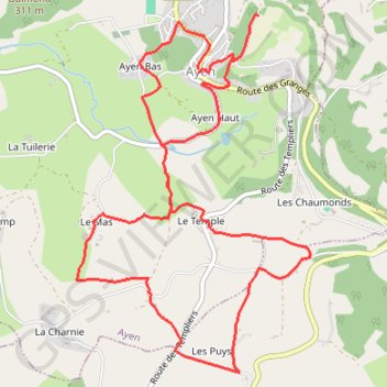 Itinéraire Randonnée des coteaux d'Ayen - Ayen - Pays Vézère Auvézère, distance, dénivelé, altitude, carte, profil, trace GPS