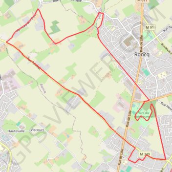 Itinéraire Courir autour de Roncq, distance, dénivelé, altitude, carte, profil, trace GPS