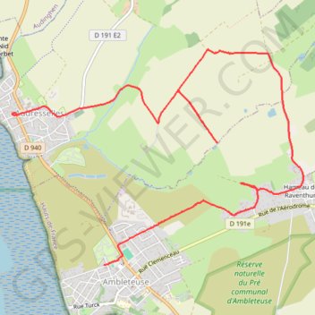 Itinéraire Audresselles, distance, dénivelé, altitude, carte, profil, trace GPS