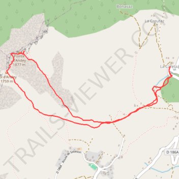 Itinéraire Pointe d'Andey au départ de Brizon, distance, dénivelé, altitude, carte, profil, trace GPS