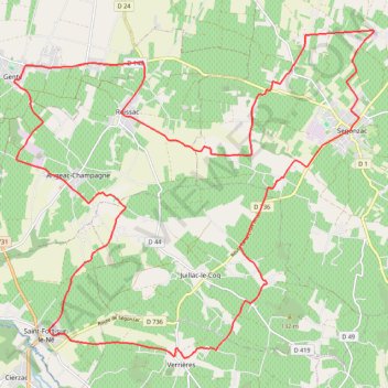 Itinéraire segonzac_Circuit+decouverte+35km, distance, dénivelé, altitude, carte, profil, trace GPS