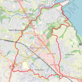 Itinéraire Trégueux - Gouédic - Langueux, distance, dénivelé, altitude, carte, profil, trace GPS
