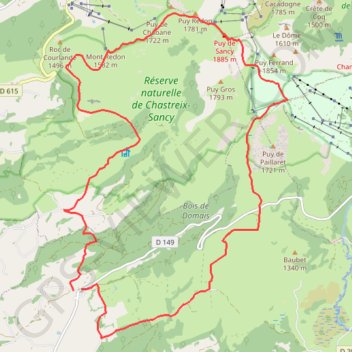 Itinéraire Puy de Sancy, distance, dénivelé, altitude, carte, profil, trace GPS