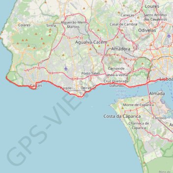 Itinéraire Maratona de Lisboa - 42.2km, distance, dénivelé, altitude, carte, profil, trace GPS