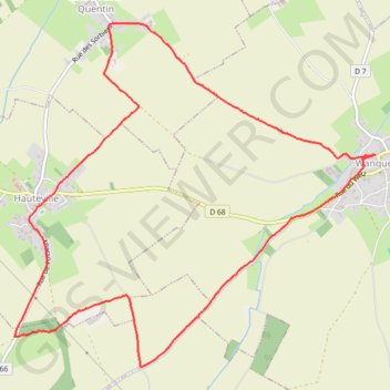 Itinéraire Wanquetin - Lattre - Hauteville - Fosseux, distance, dénivelé, altitude, carte, profil, trace GPS