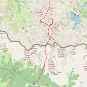 Itinéraire Argentera Par le Guillié, distance, dénivelé, altitude, carte, profil, trace GPS