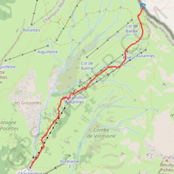 Itinéraire Col de Balme, distance, dénivelé, altitude, carte, profil, trace GPS
