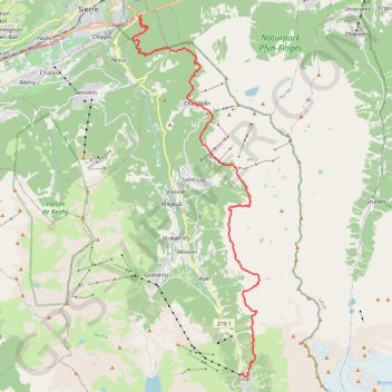 Itinéraire Sierre-Zinal, distance, dénivelé, altitude, carte, profil, trace GPS