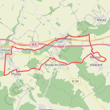 Itinéraire Fontvannes, distance, dénivelé, altitude, carte, profil, trace GPS