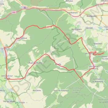 Itinéraire Les écrivains combattants - Sommedieue, distance, dénivelé, altitude, carte, profil, trace GPS