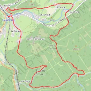 Itinéraire Boucle dans le Bois de Staneu et retour par le Château de Franchimont, distance, dénivelé, altitude, carte, profil, trace GPS