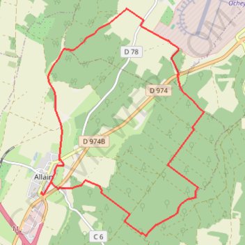 Itinéraire Entre Allain et Ochey, distance, dénivelé, altitude, carte, profil, trace GPS
