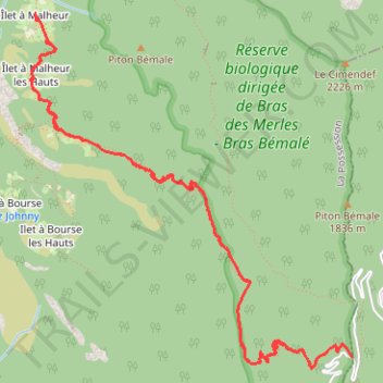 Itinéraire Ilet à Malheur par Sentier Scout, distance, dénivelé, altitude, carte, profil, trace GPS